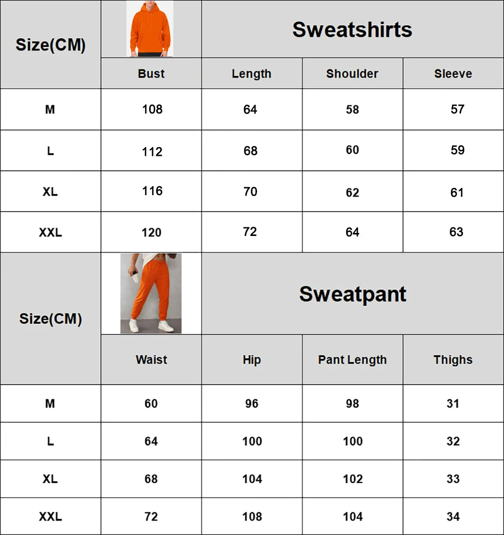 2 Pcs Hoodie Set Men Brooklyn Letter Simple Prints Sweatpants Sporty Fleece Warm Pocket Sweatshirt Pants Autumn Loose Clothes