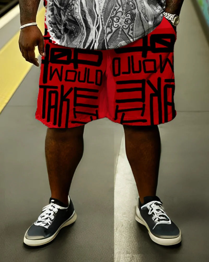 "S-9XL Plus Size Men's Hip Hop 2-Piece Set - Loose Fit Short Sleeve T-Shirt & Shorts Streetwear Outfit"